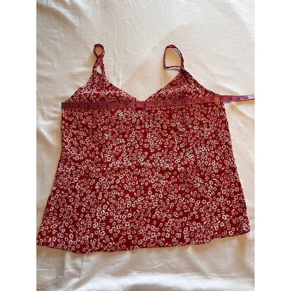 Madewell Women's V-Neck Cami Tank in Red Ditsy Floral Size 6 - Picture 10 of 11